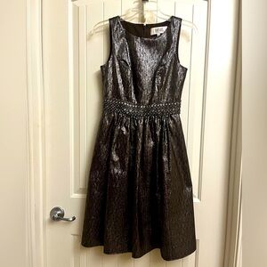 Badgley Mischka Metallic Bronze Sleeveless Cocktail Dress, size 2